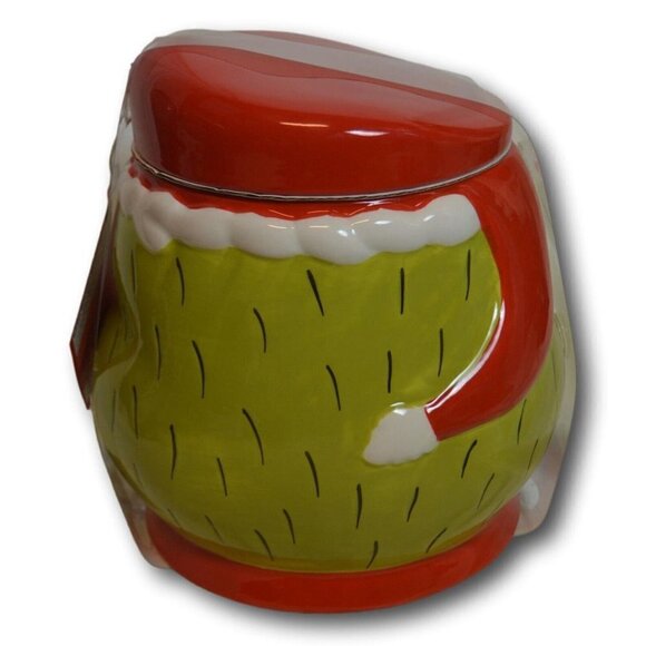 Dr. Seuss The Grinch with Santa Hat Ceramic Cookie Jar Canister + Choc Cookies - Picture 2 of 2